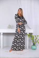 Long sleeve floral nightgown with lace on the chest - Image 2