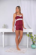 Strapless pajama shorts with lace